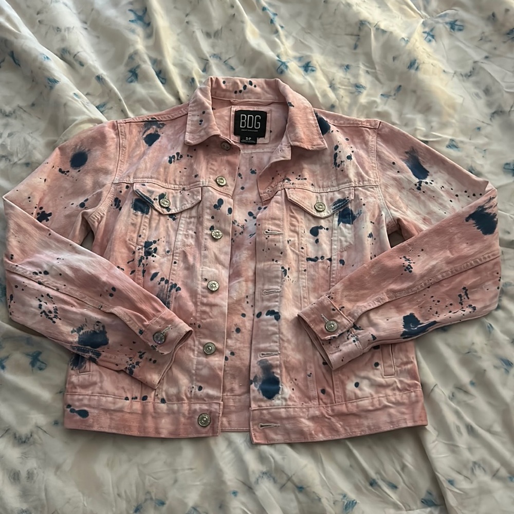 Urban Outfitters Pink Tie-Dye Denim Jacket